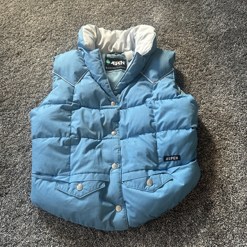 Vintage Aspen Vest‎ Mens Small Blue Down Puffer Outdoor Hiking Ski Retro 70s